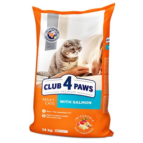 CLUB 4 PAWS PREMIUM pentru pisici adulte cu somon 14 kg 