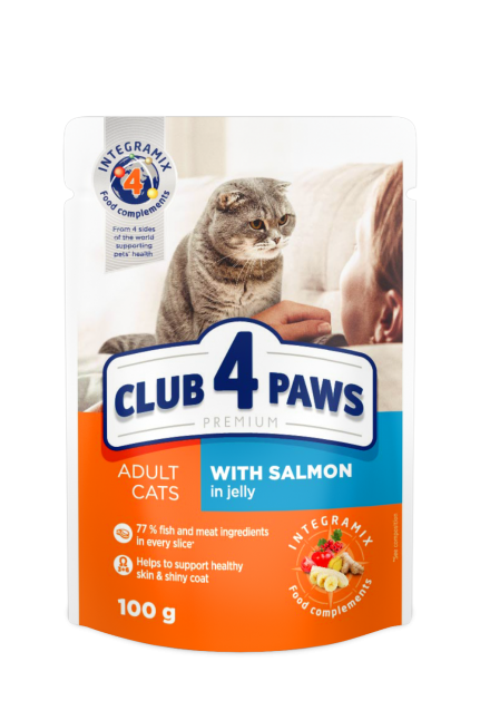 CLUB 4 PAWS PREMIUM pisici adulte cu somon 100 g